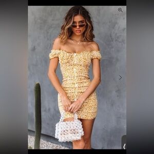 Hello Molly PASSIONA DRESS MUSTARD Mini Floral Dress Sz 6